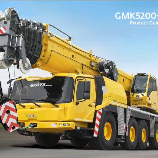 Gelber Grove GMK 5200-1 Mobilkran im Außenbereich